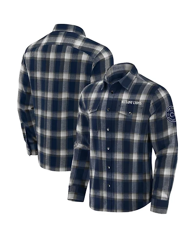 Darius Rucker Collection by Fanatics Men's Navy Penn State Nittany Lions Team Flannel Plaid Full-Snap Shirt