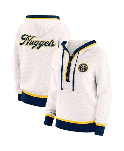 Wear by Erin Andrews Women's White Denver Nuggets Plus Hoodie Sweater