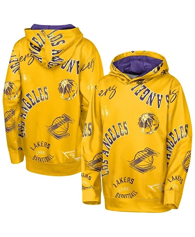 Outerstuff Big Boys and Girls Gold Los Angeles Lakers Moving Violation Hoodie