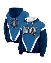 Wear by Erin Andrews Women's Blue/Navy Minnesota Timberwolves Color-Block Full-Zip Windbreaker Jacket