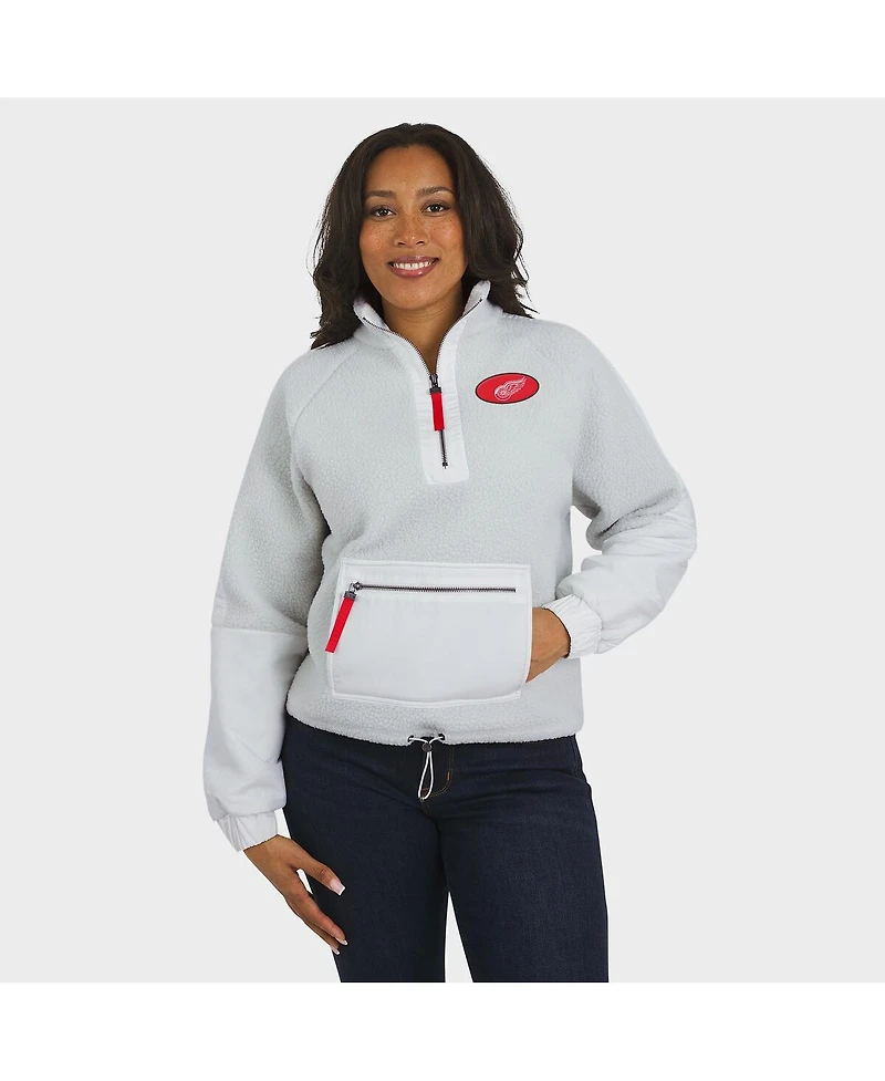 Wear by Erin Andrews Women's Gray Detroit Red Wings Polar Fleece Quarter-Zip Jacket