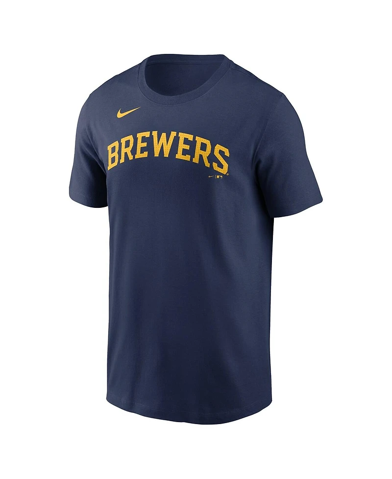 Nike Men's Jacob Misiorowski Navy Milwaukee Brewers Fuse Name Number T-Shirt