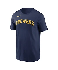 Nike Men's Jacob Misiorowski Navy Milwaukee Brewers Fuse Name Number T-Shirt