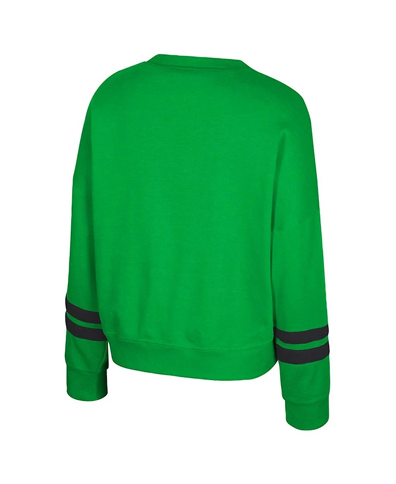 Colosseum Women's Green Oregon Ducks Splashy Crewneck Fleece Sweatshirt