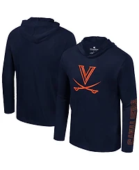 Colosseum Men's Navy Virginia Cavaliers Color Pop Active Blend Hooded Long Sleeve T-Shirt