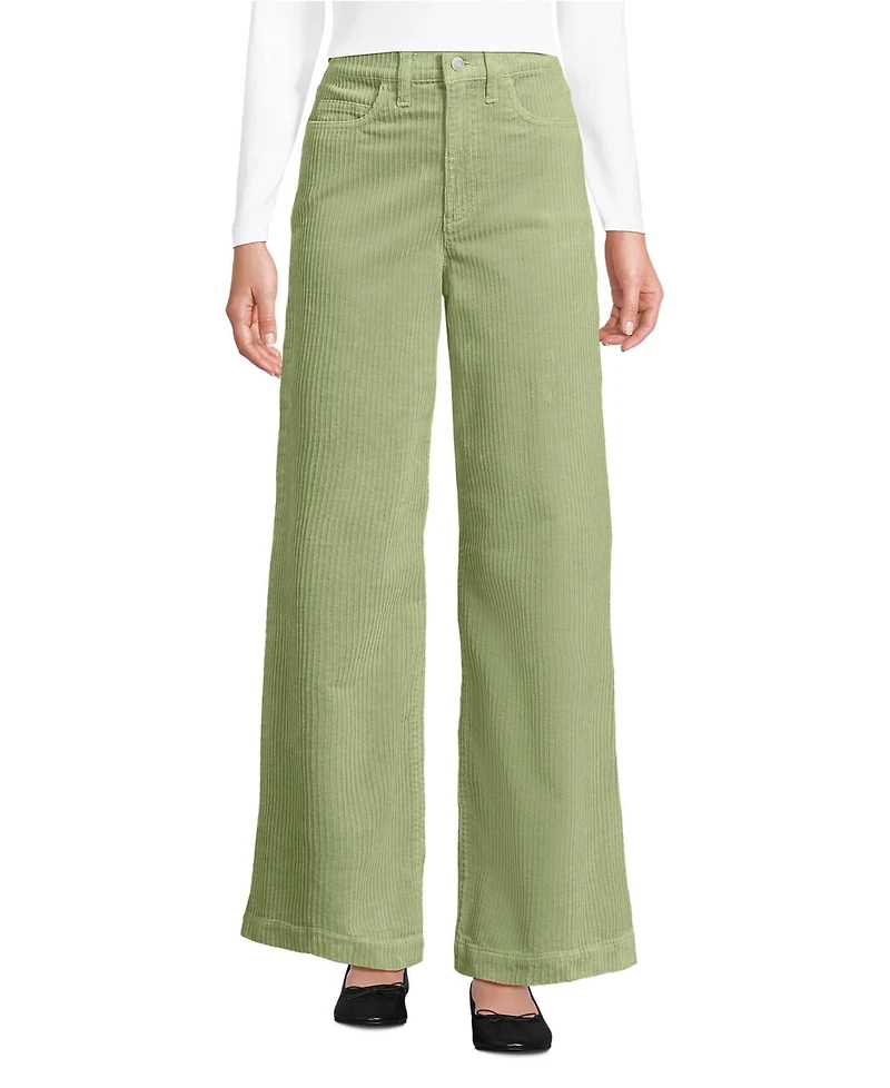 Lands' End Women's High Rise Wide Leg Corduroy Pants