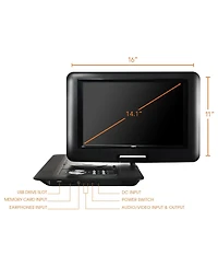 Trexonic 14.1 Inch Portable Dvd Player with Swivel Tft-lcd Screen and Usb,Sd,Av Inputs