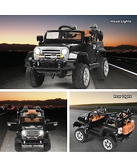 12V MP3 Kids Ride On Truck Car Rc Remote Control w/ Led Lights Music, Black