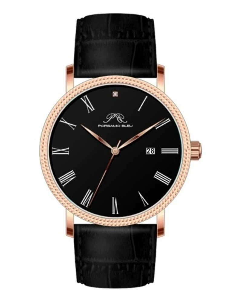 Porsamo Bleu Men's Veritas 1 Genuine Leather Band Watch 1361HVEL