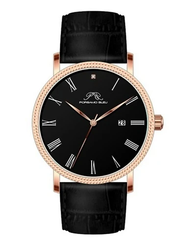 Porsamo Bleu Men's Veritas 1 Genuine Leather Band Watch 1361HVEL