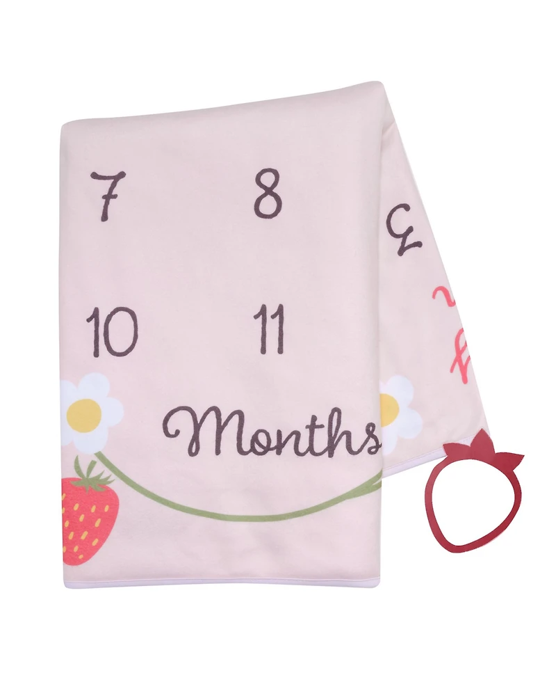 Lambs & Ivy Strawberry Patch Milestone Photo Opportunity Fleece Baby Blanket