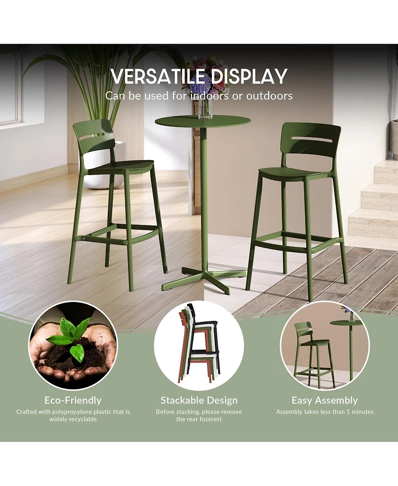 WestinTrends 3-Piece Outdoor Adjustable Round Bar Height Patio Table Dining Set