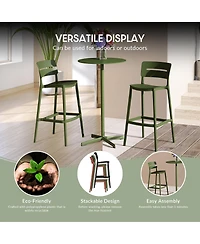 WestinTrends 3-Piece Outdoor Adjustable Round Bar Height Patio Table Dining Set