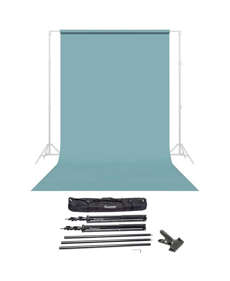 Savage Widetone Seamless Background Paper, 86" wide x 36' Sky Blue, #2 - Bundle With Flashpoint 10' Background Support System Air Cushioned,