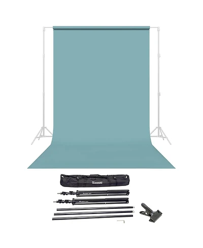 Savage Widetone Seamless Background Paper, 86" wide x 36' Sky Blue, #2 - Bundle With Flashpoint 10' Background Support System Air Cushioned,