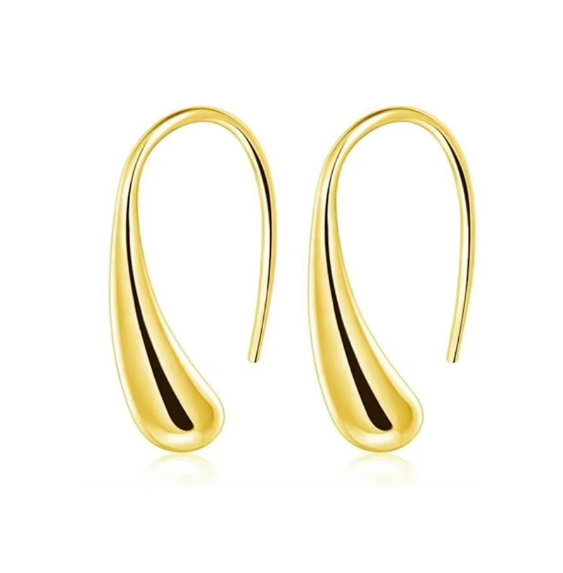 Sophia Teardrop Hook Earrings – Modern Minimalist Design Silver or Gold