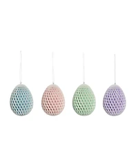 Large Honeycomb Egg Easter Spring Decorative Hanging Tree Ornament Set of 4