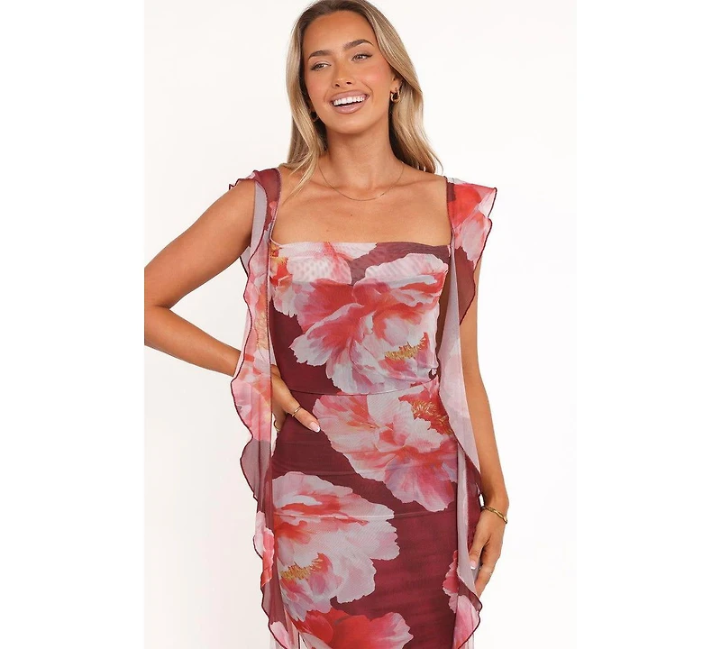 Petal and Pup Women's Chiara Maxi Dress - Burgundy Peony