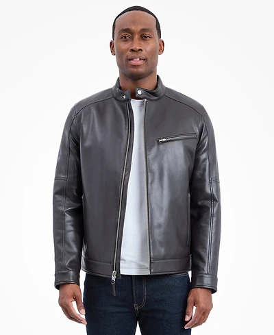 Michael Kors Men's Faux Leather Moto Jacket