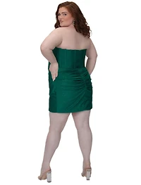 Sydney's Closet Plus Green Strapless Corset Mini Dress