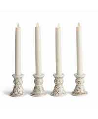 Province Mini Taper Holders, Set of 4 - Brown & White