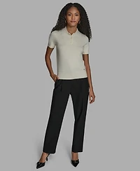 Bcbg Women's Short Sleeve Collared Neck Top