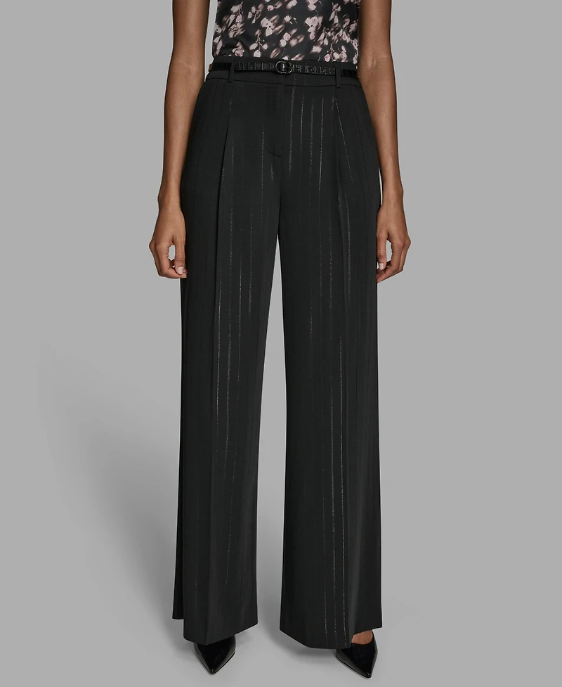 Bcbg Women's Pinstripe High Rise Wide Leg Pants