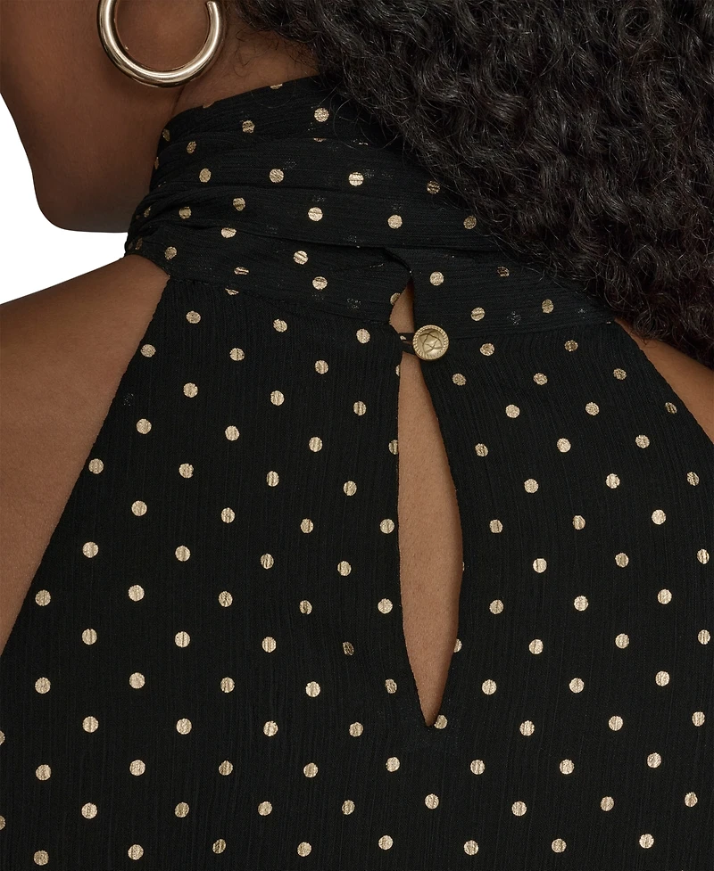 Bcbg Women's Polka Dot Print Halter Neck Blouse