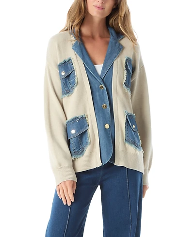 Dee Ocleppo Clio Women's Sweater Denim Long Sleeve Mix Jacket