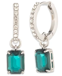 Lauren Ralph Glass Stone Silver-Tone Drop Hoop Earrings (also Gold-Tone)