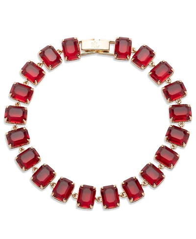 Lauren Ralph Lauren Gold-Tone Glass Siam Stone Tennis Flex Bracelet