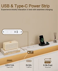 Hausource King Size Bed Frame with Led Storage Headboard & 4 Drawers & Charging Station