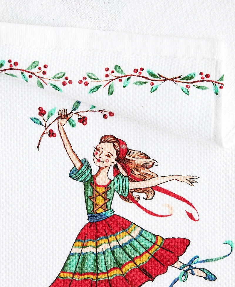 Fiesta Ballerina Holiday Holly Sprig 2-Pc. Kitchen Towel Set