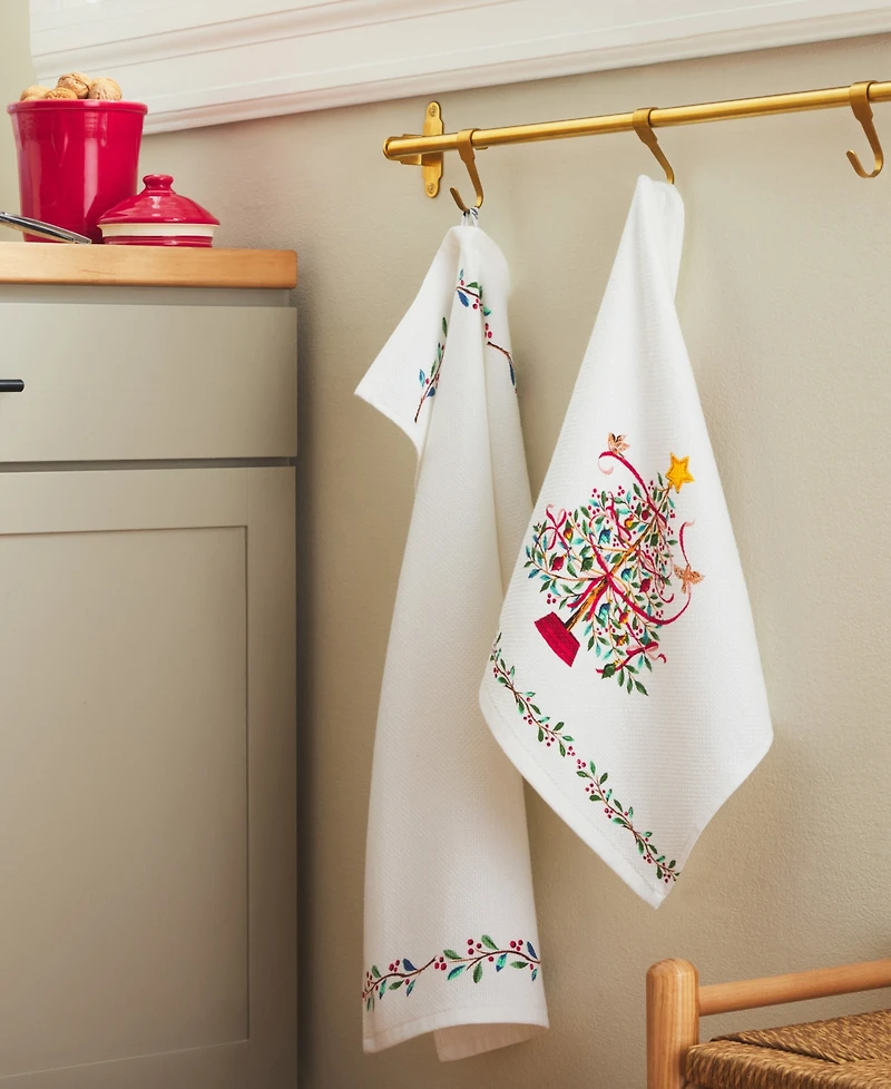 Fiesta Holiday Tree and Holly Sprig 2-Pc. Kitchen Towel Set
