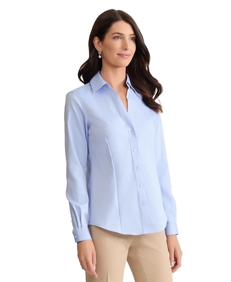 Jones New York Women's Easy Care Button Up Long Sleeve Blouse