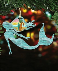 Designocracy Mermaid Scenic Wood Christmas Ornament