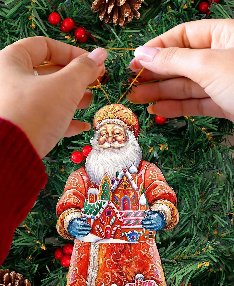 Designocracy Santa's Gingerbread House Wood Ornament