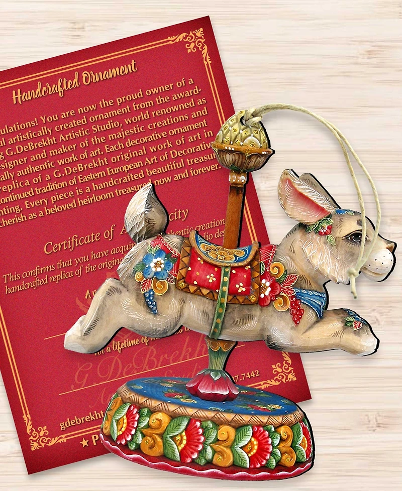Designocracy Carousel Bunny Wooden Ornament