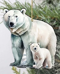 Designocracy Polar Bear and Cub Christmas Wood Ornament