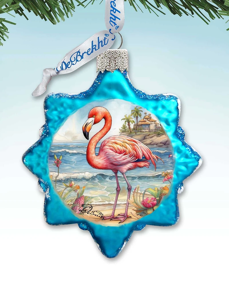 Designocracy Flamingo Christmas Glass Ornaments