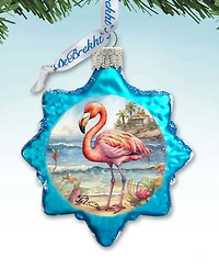 Designocracy Flamingo Christmas Glass Ornaments