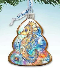 Designocracy Seahorse Christmas Glass Ornaments