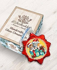 Designocracy Kittens and Gifts Holiday Glass Ornaments