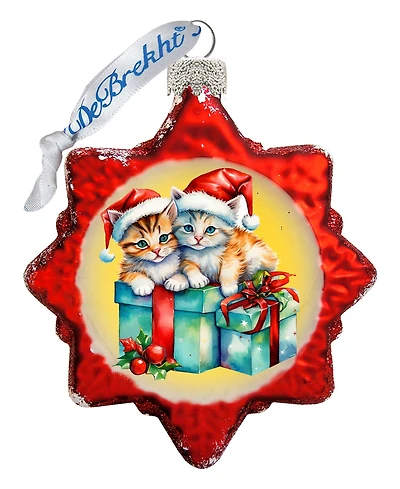 Designocracy Kittens and Gifts Holiday Glass Ornaments