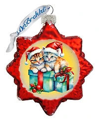 Designocracy Kittens and Gifts Holiday Glass Ornaments