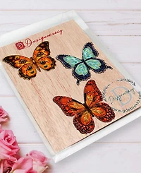 Designocracy Summer Butterfly Wooden Ornaments, Set of 3