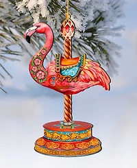 Designocracy Pink Flamingo Carousel Holiday Ornament