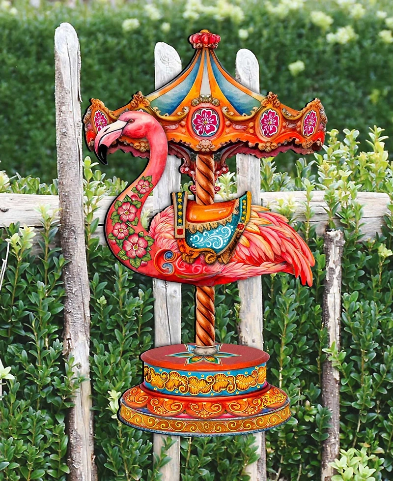 Designocracy Pink Flamingo Carousel Holiday Door Decor