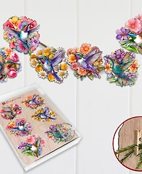 Designocracy Hummingbirds Wood Clip-on Ornaments, Set of 6