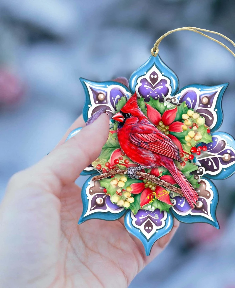 Designocracy Cardinal Snowflake Christmas Ornament